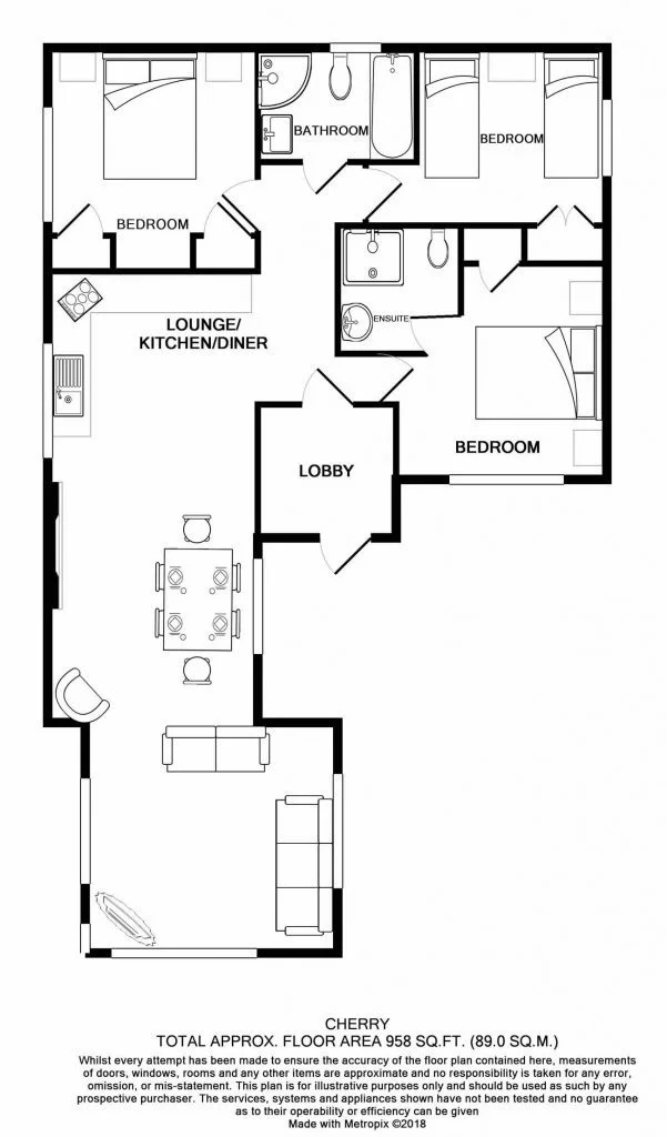 Detailed drawing of the floorplan at Cherry at Bosinver.