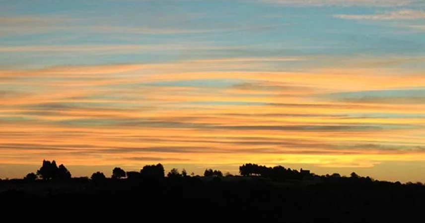Colourful sunset at Pentewan beach at Cornwall