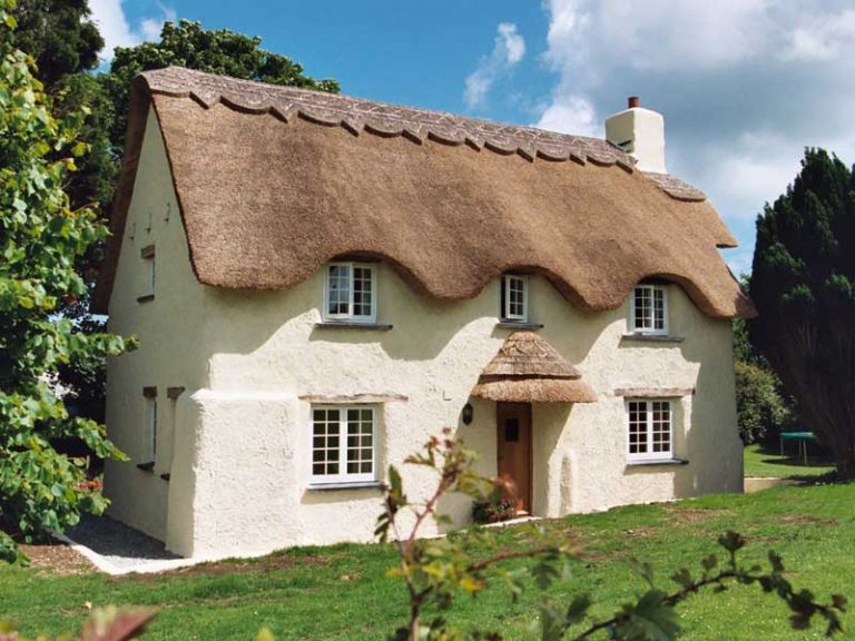 Thatched cottage at Bosinver in Cornwall.