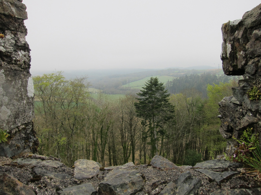 View over the valley below Restormel Castle