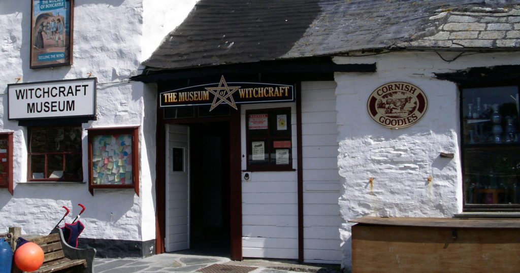 Entrance of the witchcraft museum in Cornwall.