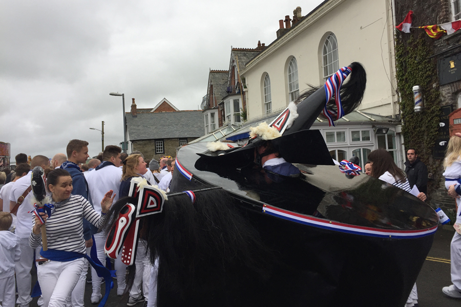 Blue Obby Oss at Padstow, Cornwall