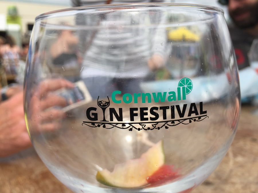 Close up of gin glass from Cornwall Gin Festival in Cornwall