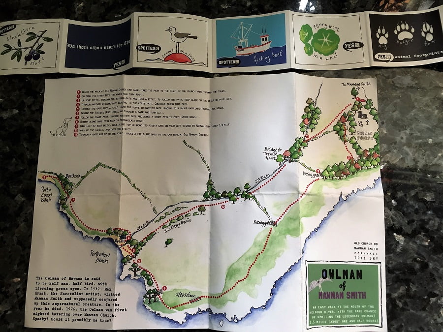 Map of the Spotty Dog Trail in Mawnan Smith, Cornwall.