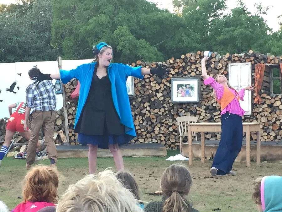 Actors performing for a crowd at the Lost Gardens of Heligan.