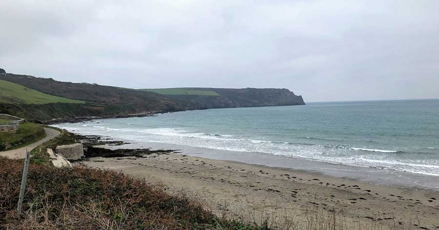 Landscape shot of Carne beach on an a grey cloudy day