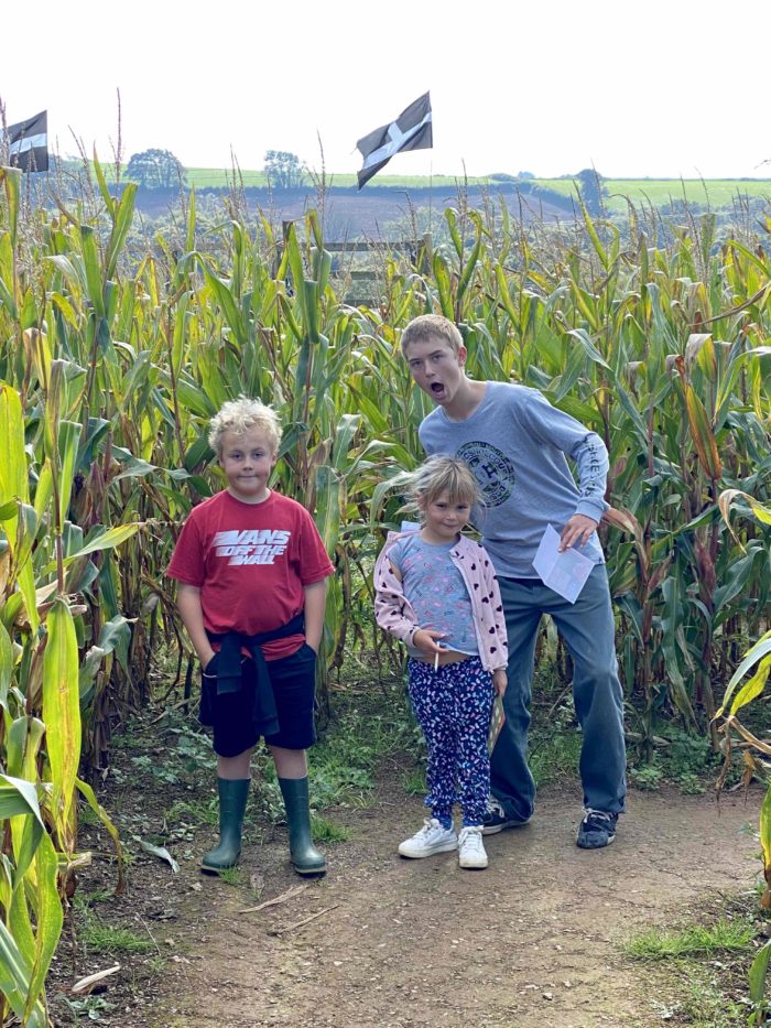 Pats grandchildren in the maize maze