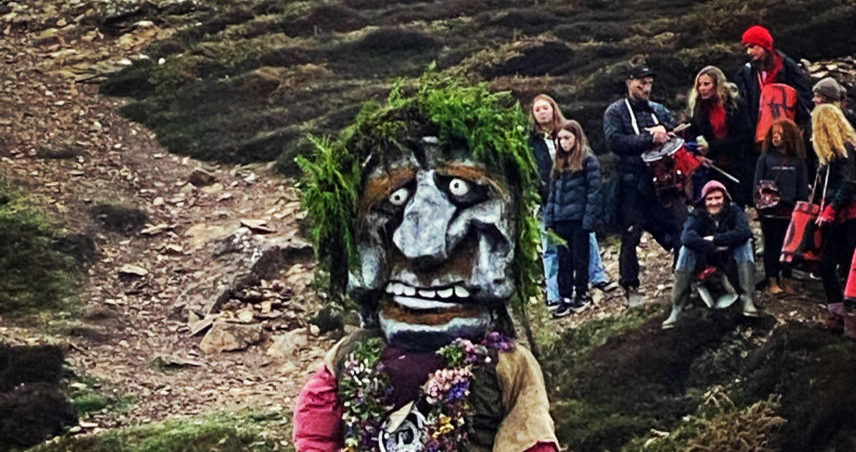 Bolster the giant at the Bolster festival pageant in St Agnes, Cornwall