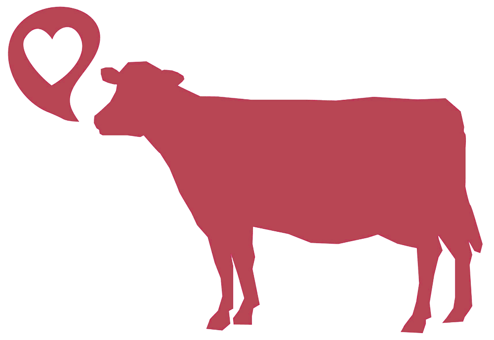 Red cow with a red heart clipart
