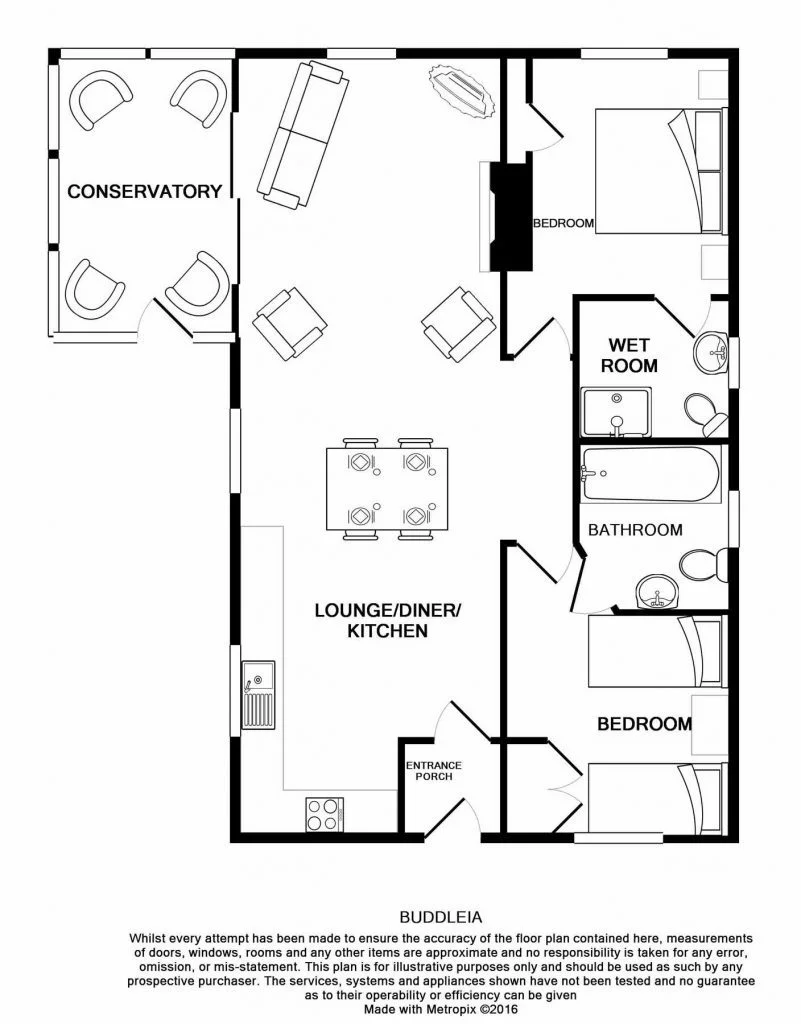 Detailed drawing of the floorplan at Buddleia at Bosinver.