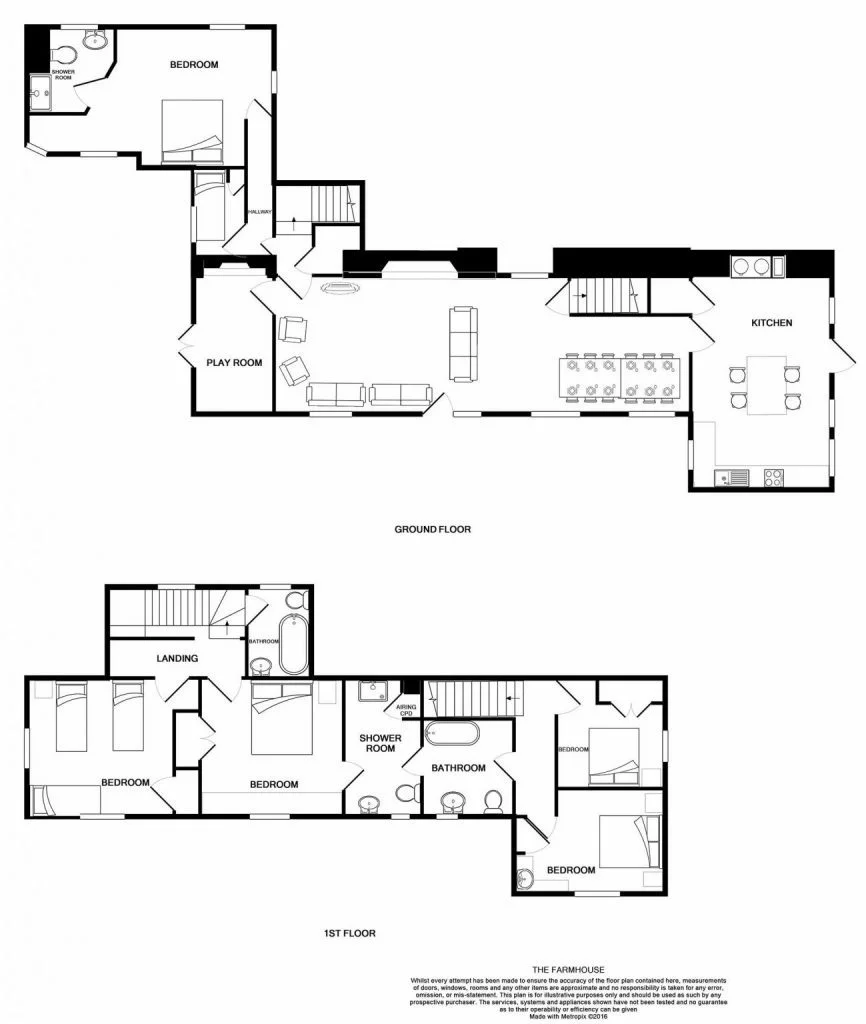 Detailed drawing of the floorplan at Farmhouse at Bosinver.
