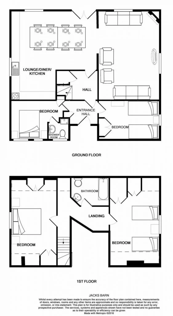 Detailed drawing of the floorplan at Jacks Barn at Bosinver.