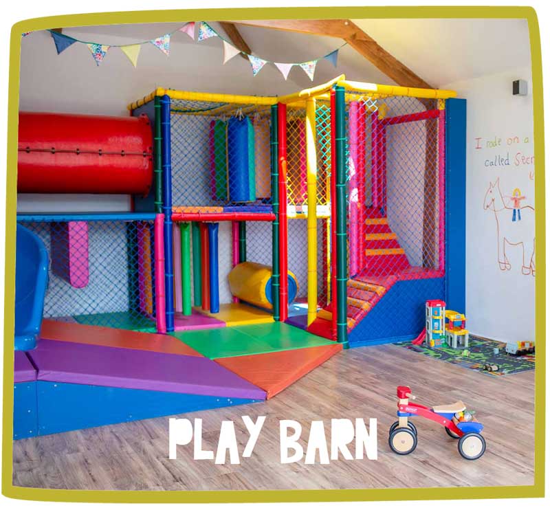 Picture of Bosinver's play room, including indoor play area, tricycle and play mat.