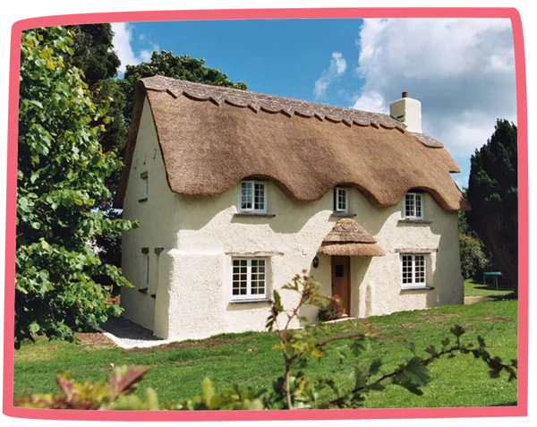 Thatched cottage at Bosinver in Cornwall.