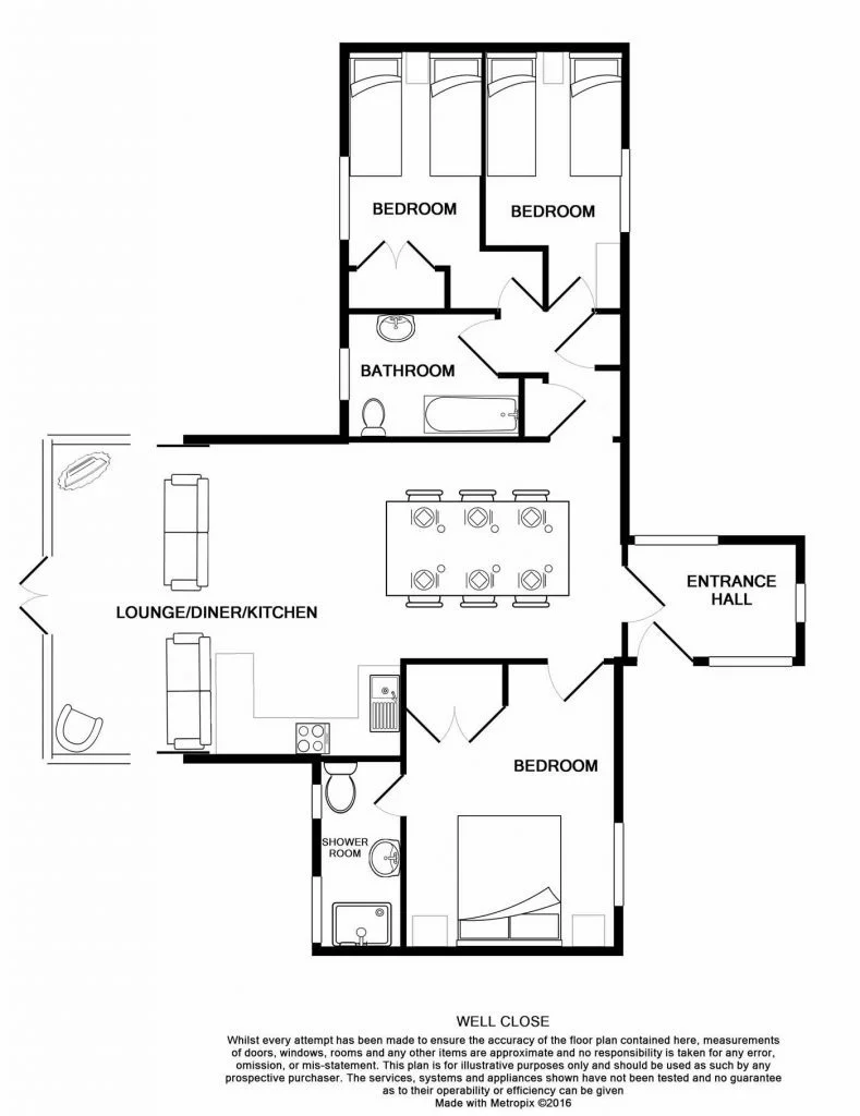 Detailed drawing of the floorplan at Well Close at Bosinver.