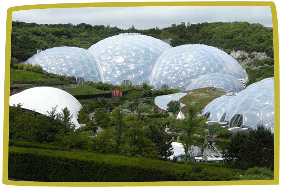 Scenic shot of the Eden Project in Cornwall.