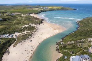 crantock beach and the river gannel