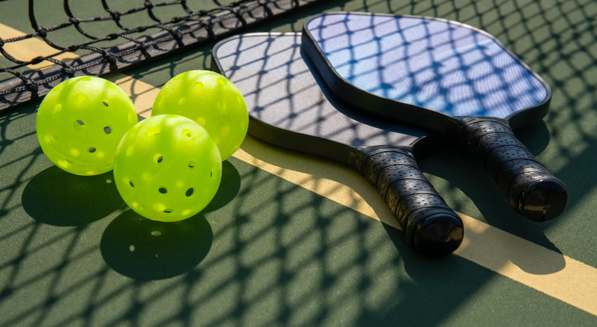 Picklelball paddles and balls