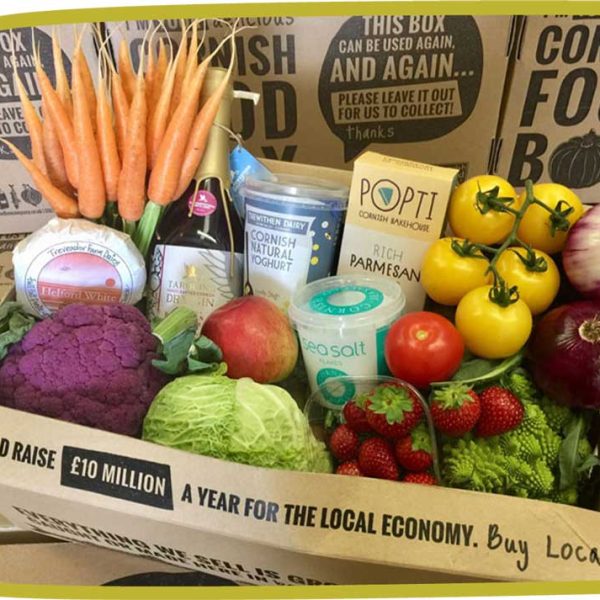 Large box of fruit, vegetables and other foods supplied by Bosinver