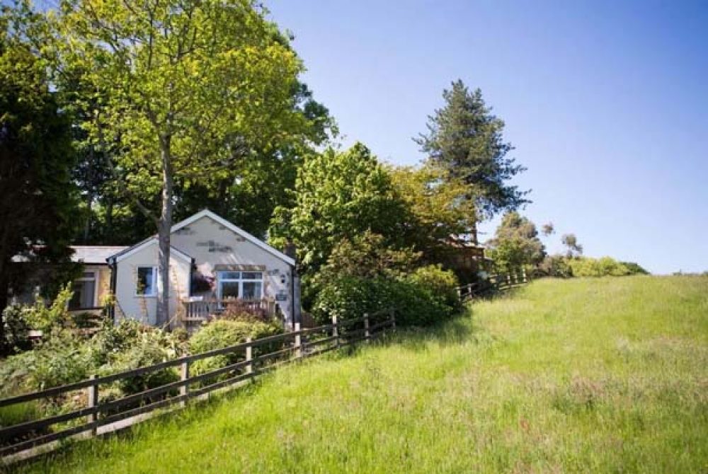 Picture of Valley View cottage at Bosinver surrounded by trees and overlooking the view.